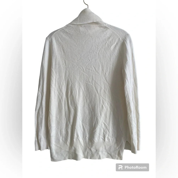 GAP Cream Extra Fine Merino Wool Turtleneck Sweater  Tunic Size S - Picture 3 of 13